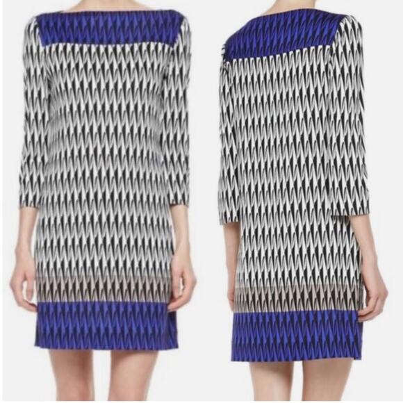 Diane Von Furstenberg DVF Ruri Silk Geometric Pattern Shift Dress Size 6 - Picture 1 of 5